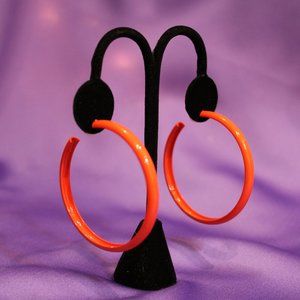 2" High Quality Vintage Neon Orange Metal Hoops